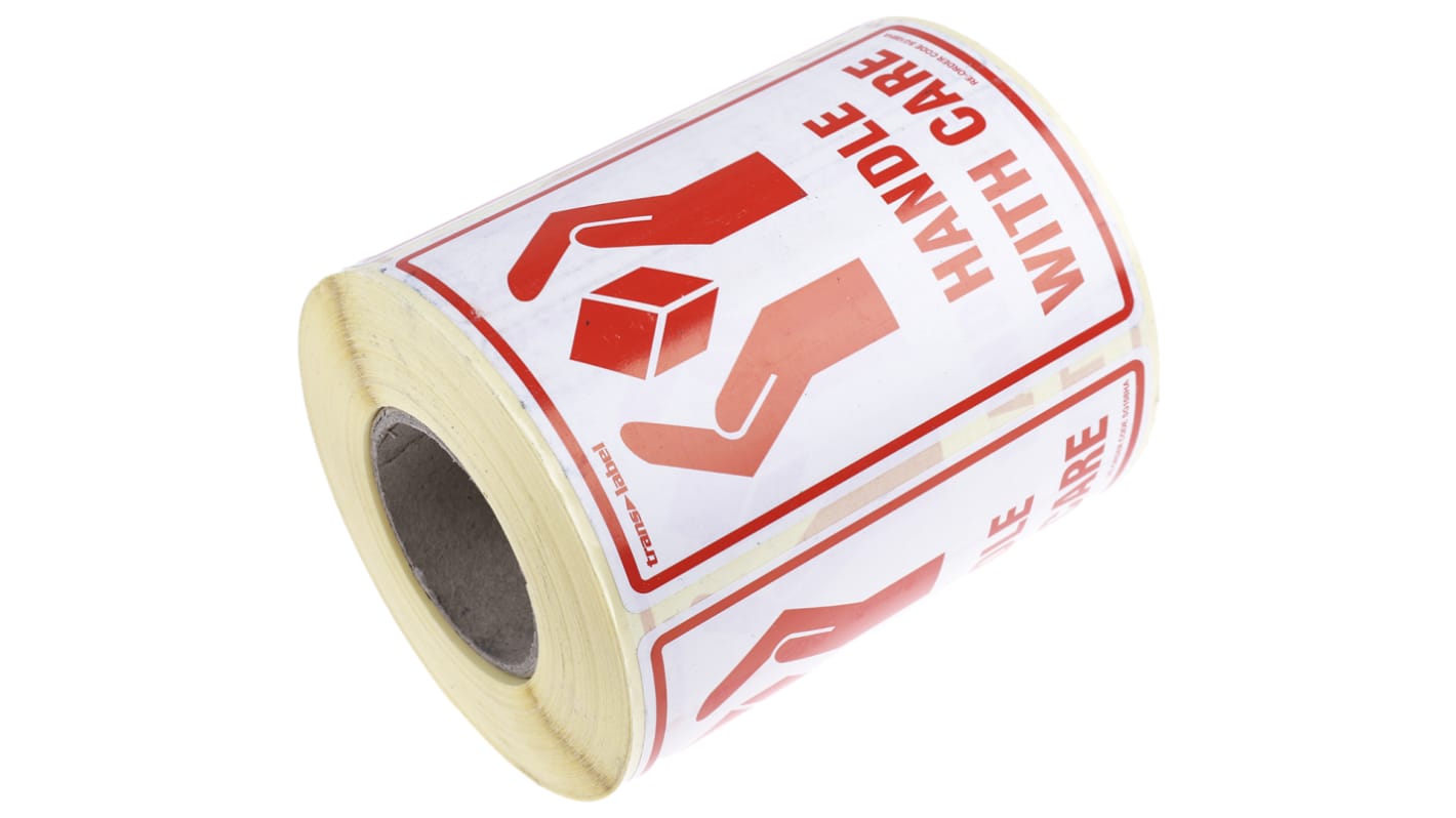 RS PRO Paper Safety Labels, Handle with Care-Text 79 mm x 108mm