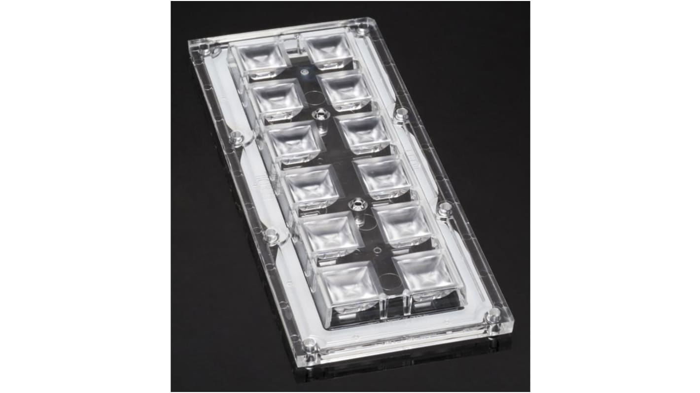 Lente per LED Ledil CS14130_HB-IP-2X6-W, per 12 LED, emissione Rettangolare, per LED Oslon Square PC, serie High Bay