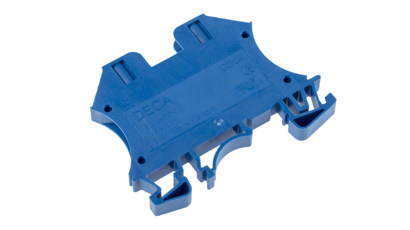 RS PRO Blue DIN Rail Terminal Block, 4mm², Screw Termination