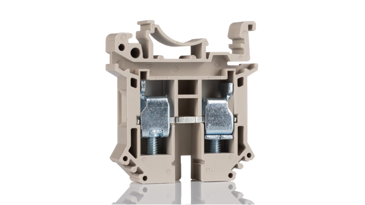 RS PRO Beige DIN Rail Terminal Block, 2.5mm², Screw Termination