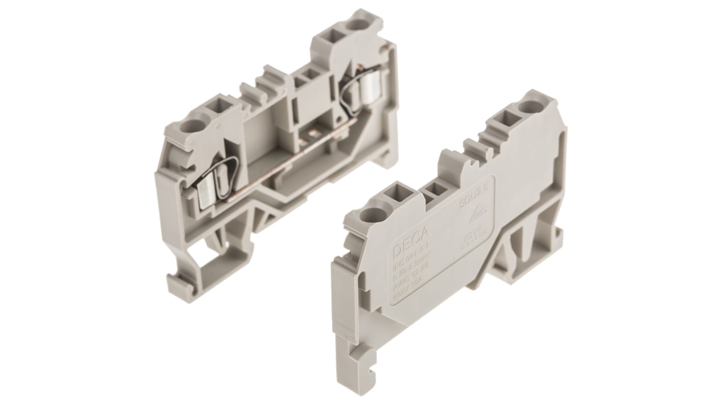 Bloc de jonction rail DIN RS PRO, 2.5mm², Fixation à ressort, Beige