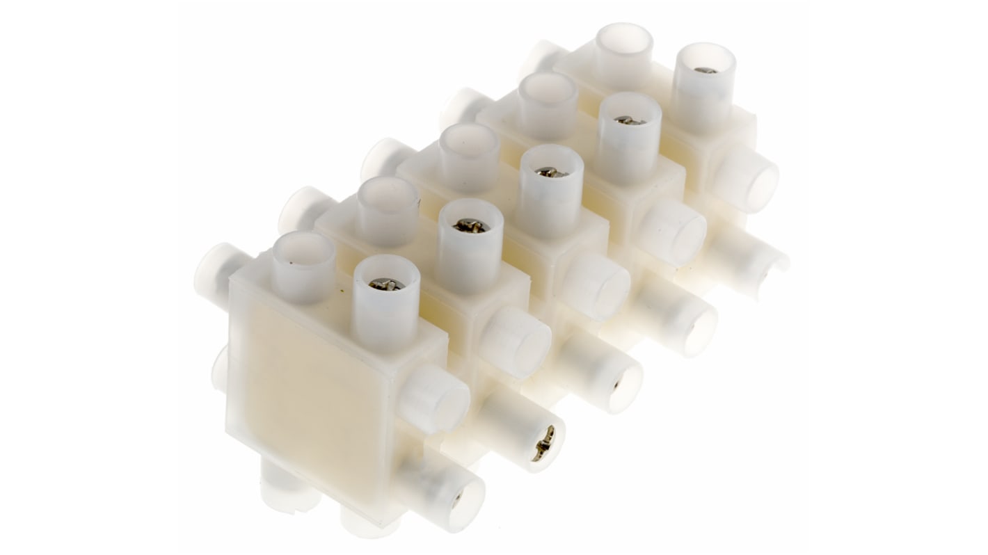 RS PRO Non-Fused Terminal Block, 4-Way, 24A, 1.0 → 2.5 mm² Wire, Screw Termination