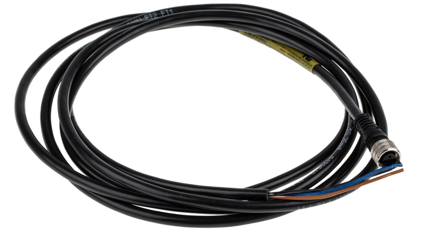 Brad from Molex Straight Female 3 way M8 to Unterminated Sensor Actuator Cable, 2m