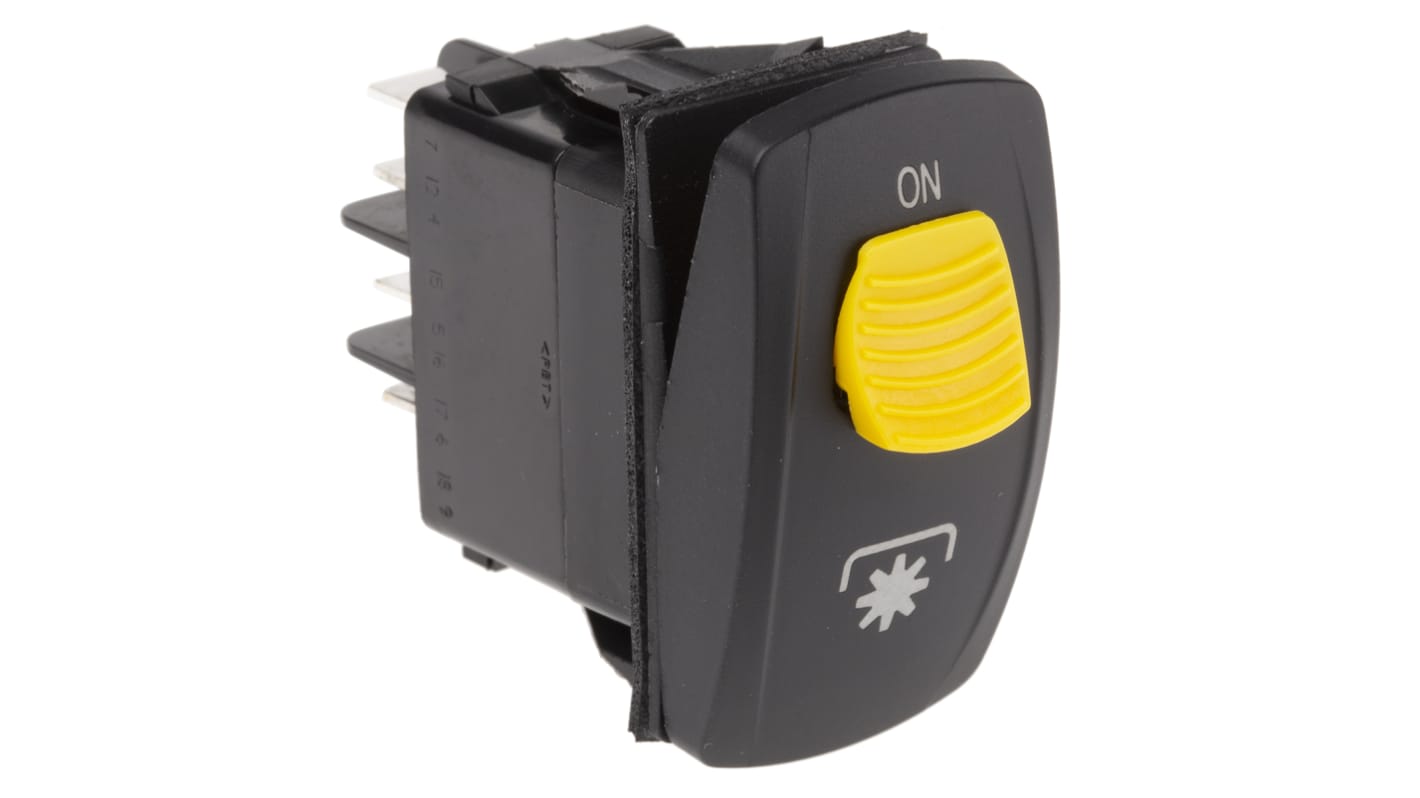 Interruptor de balancín, VDBBHYPC-XZXXX-1XPTO1, Contacto DPDT, On-(On), 15 A, Iluminado, Negro, IP66, IP68