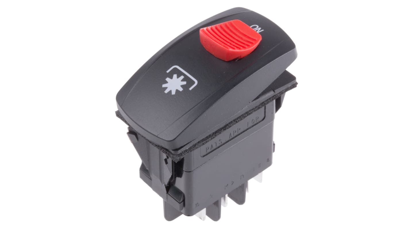 Interruptor de balancín, VDBBHYVC-XZDXX-1-XPTO1, Contacto DPDT, On-(On), 15 A, Iluminado, Negro, IP66, IP68