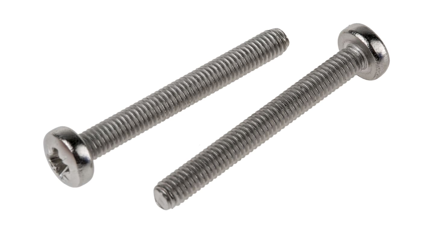 RS PRO Pozidriv Pan A2 304 Stainless Steel Machine Screws DIN 7985, M4x35mm