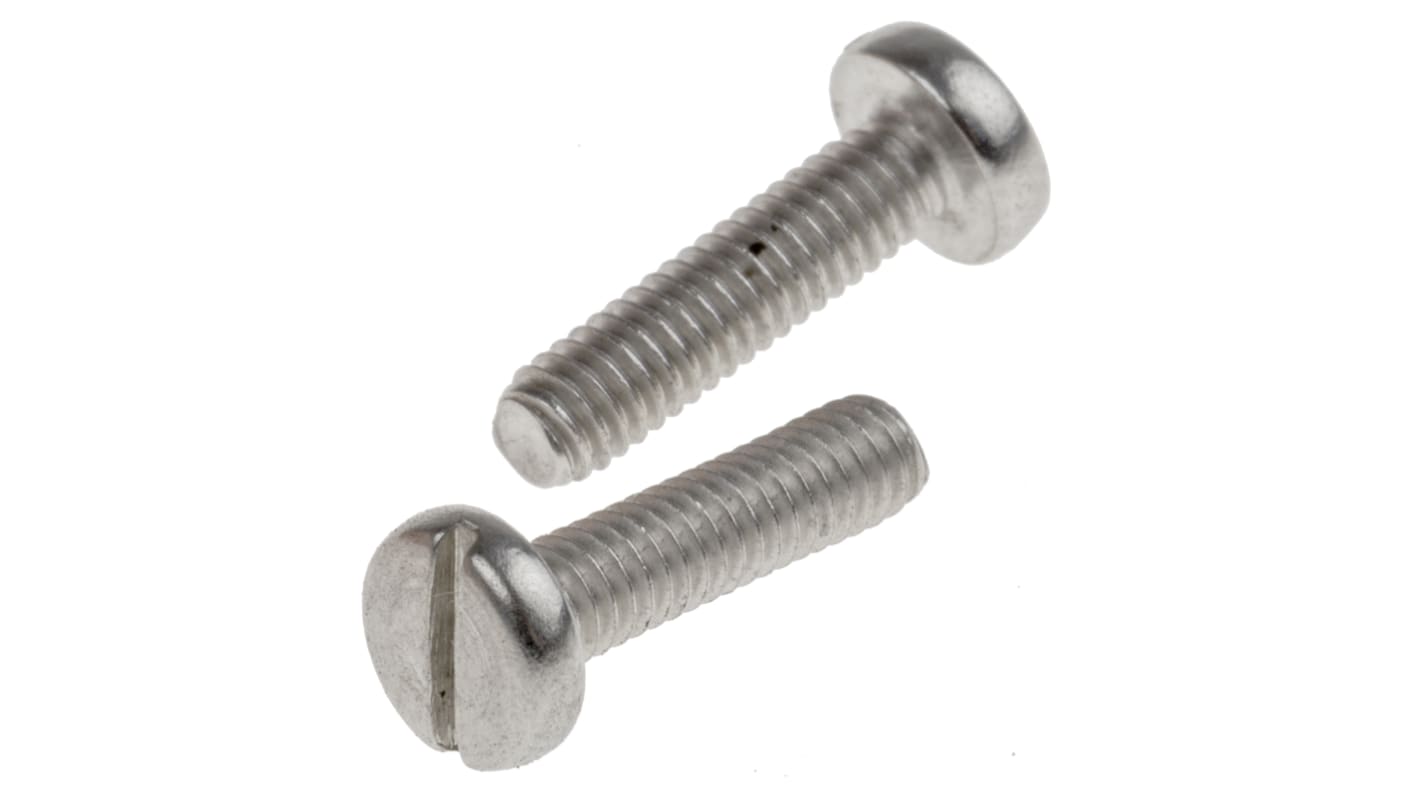 RS PRO Linsenkopf Schlitz Schrauben A2, M2.5 x 10mm Edelstahl