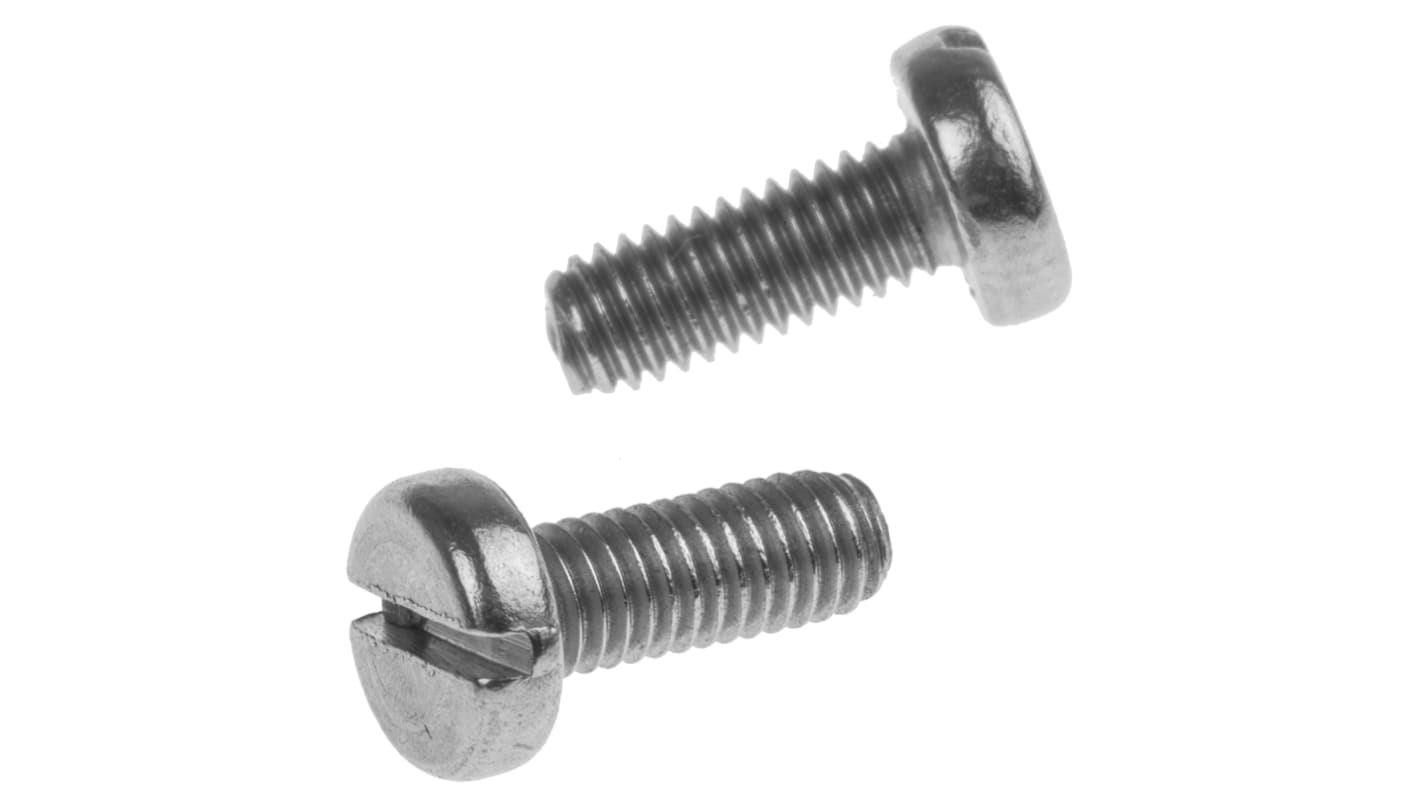 RS PRO Slot Pan A2 304 Stainless Steel Machine Screws DIN 85, M3x8mm