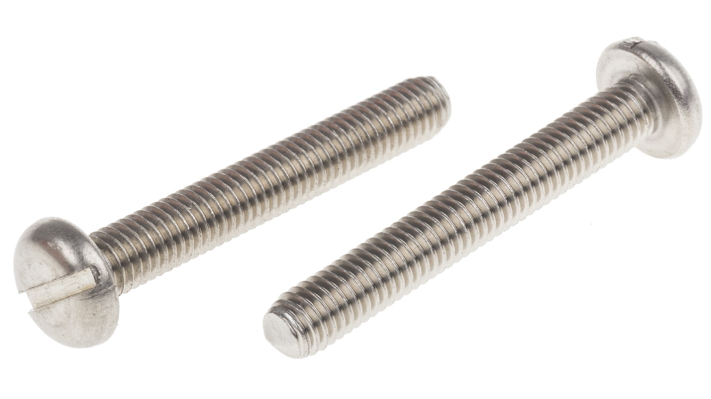 RS PRO Slot Pan A2 304 Stainless Steel Machine Screws DIN 85, M5x35mm