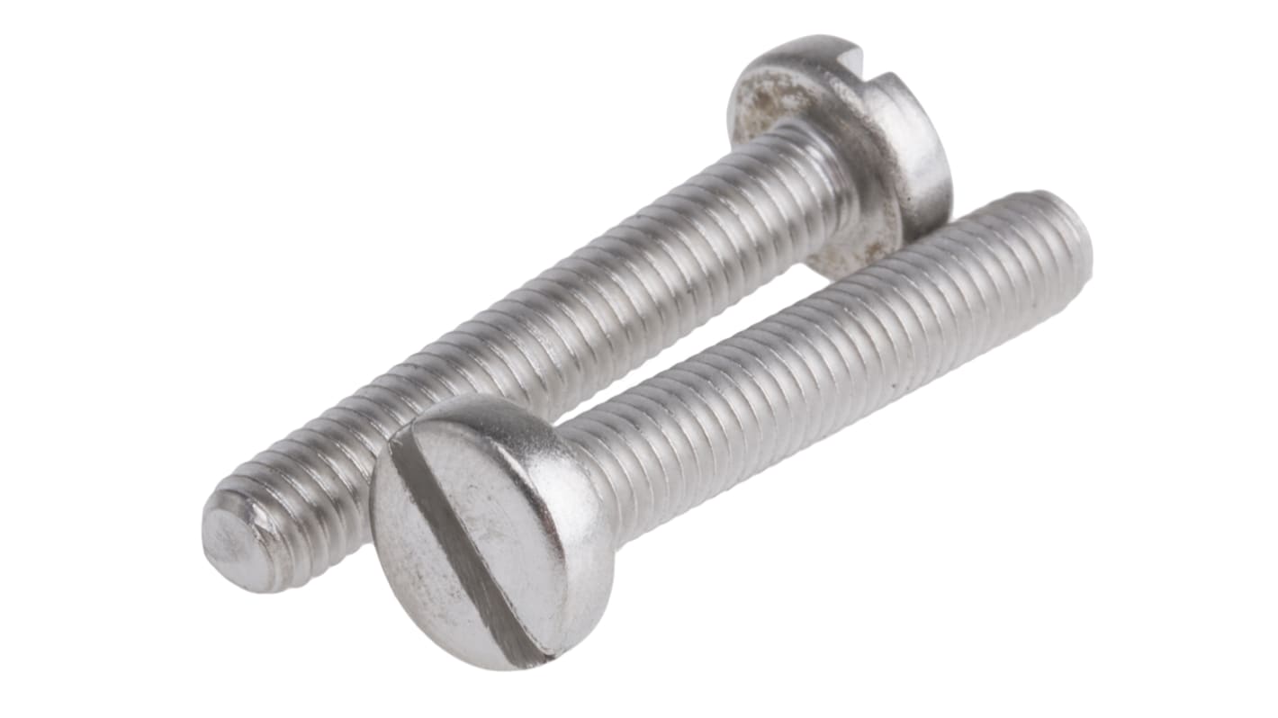 RS PRO Slot Pan A2 304 Stainless Steel Machine Screws DIN 85, M6x35mm