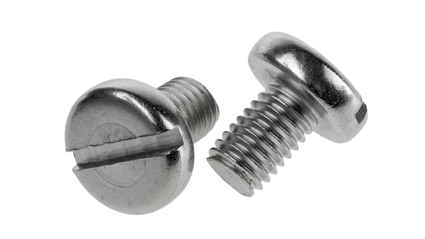 RS PRO Slot Pan A2 304 Stainless Steel Machine Screws DIN 85, M8x12mm