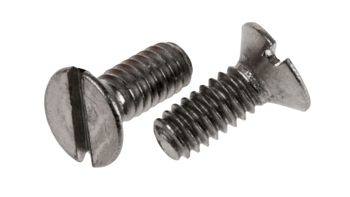 RS PRO Slot Countersunk A2 304 Stainless Steel Machine Screws DIN 963, M2x4mm