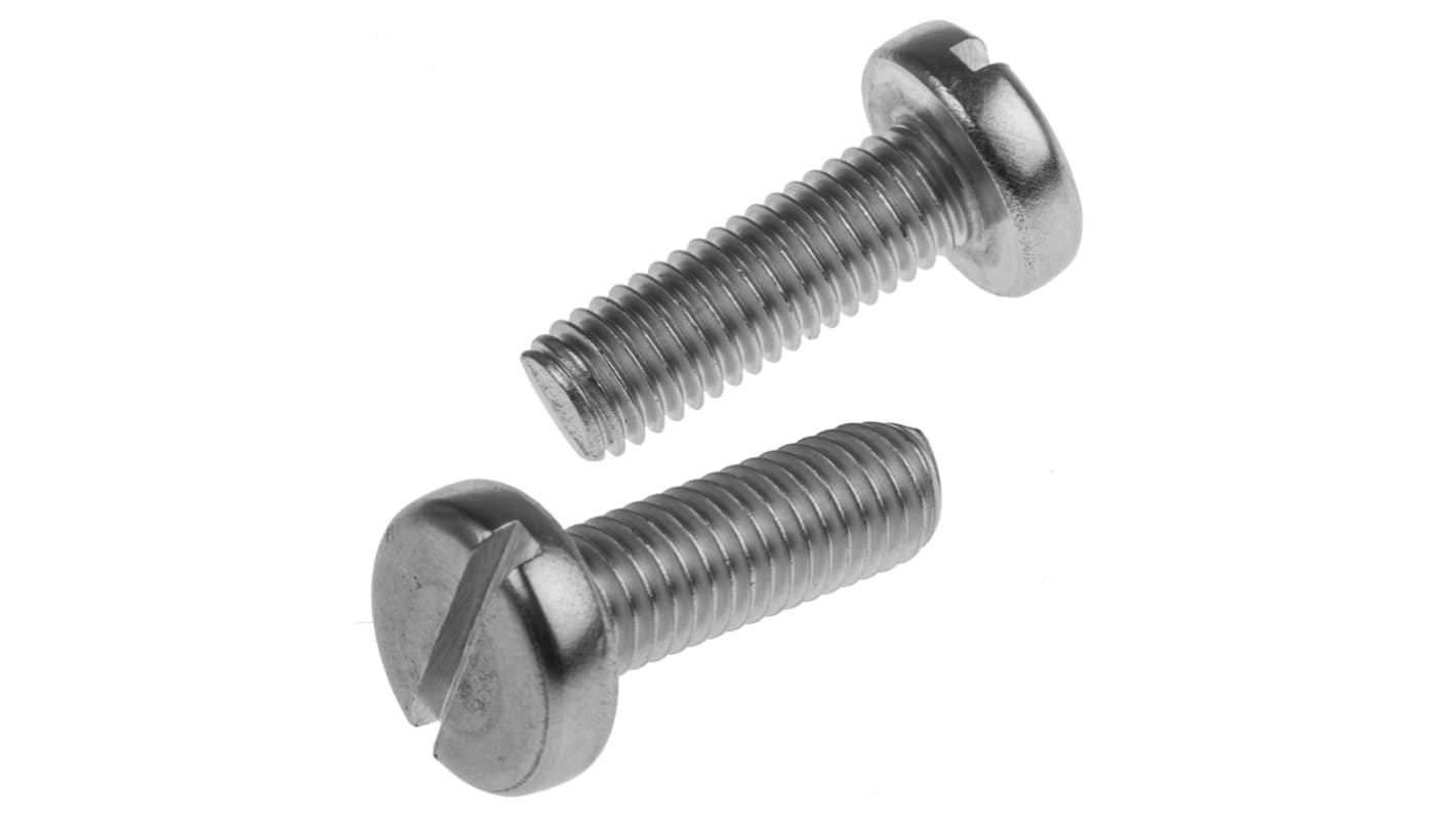 RS PRO Slot Pan A2 304 Stainless Steel Machine Screws DIN 85, M8x25mm