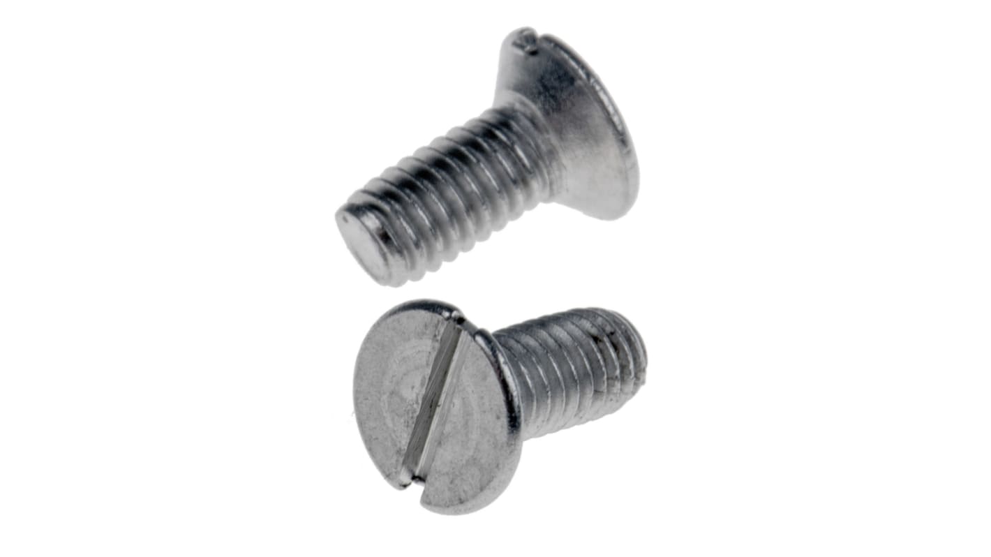 RS PRO Slot Countersunk A2 304 Stainless Steel Machine Screws DIN 963, M2.5x6mm