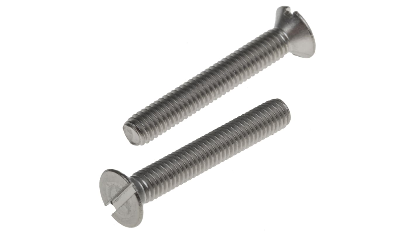 Tornillo de cabeza avellanada con huella ranurada RS PRO M3 x 20mm, paso de rosca 0.5mm, de Acero Inoxidable