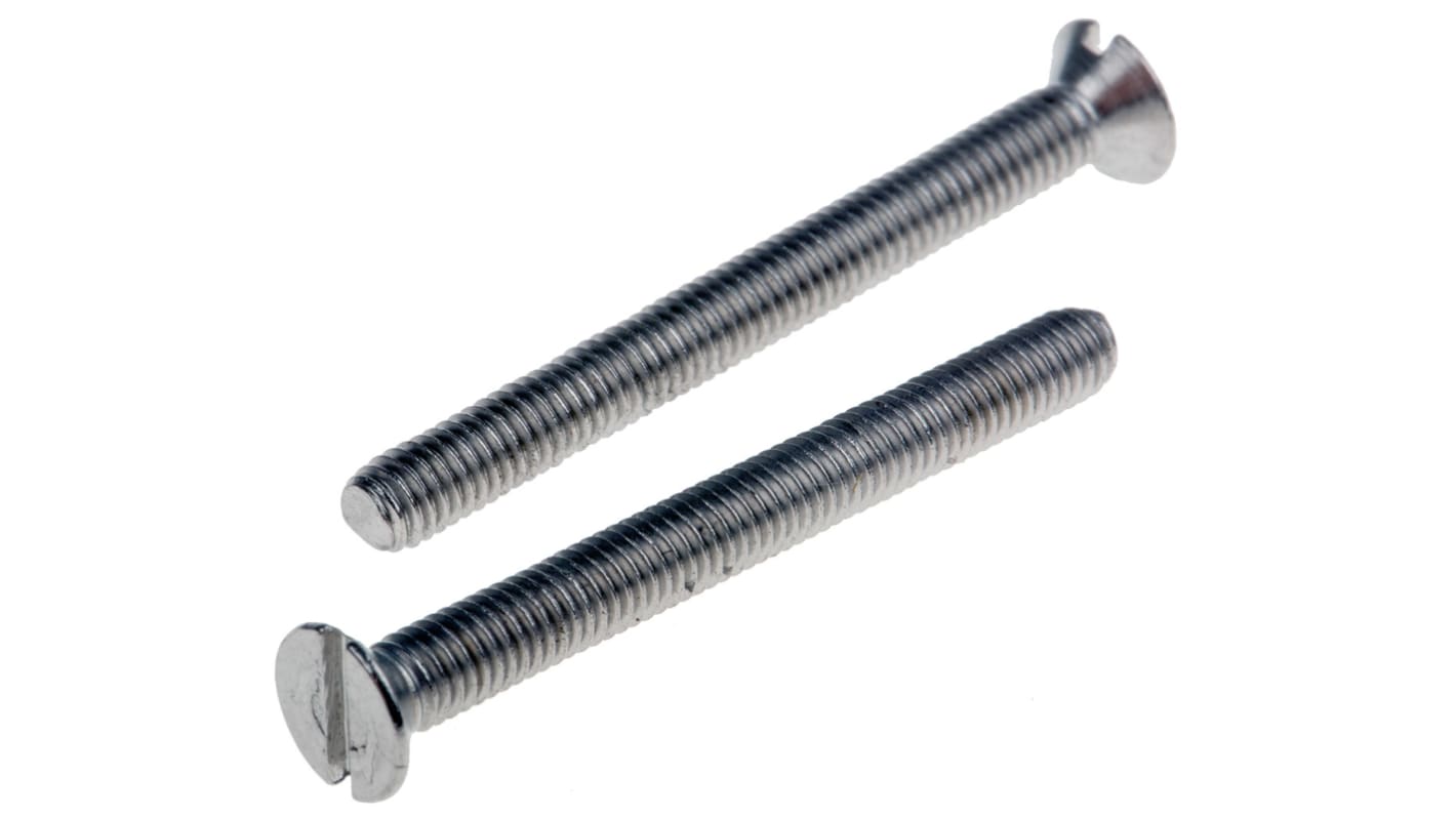 RS PRO Slot Countersunk A2 304 Stainless Steel Machine Screws DIN 963, M3x30mm