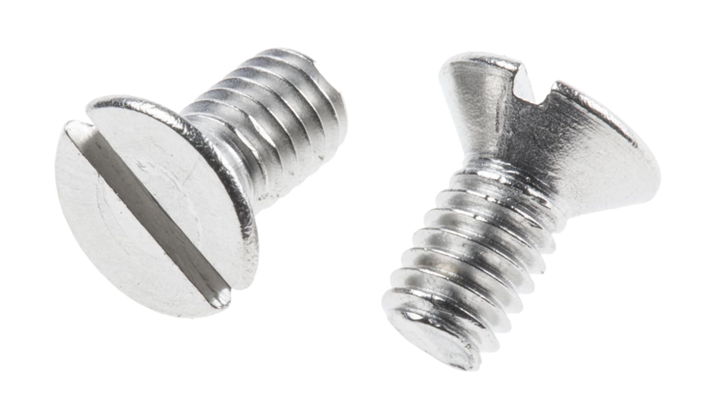 RS PRO Slot Countersunk A2 304 Stainless Steel Machine Screws DIN 963, M4x8mm