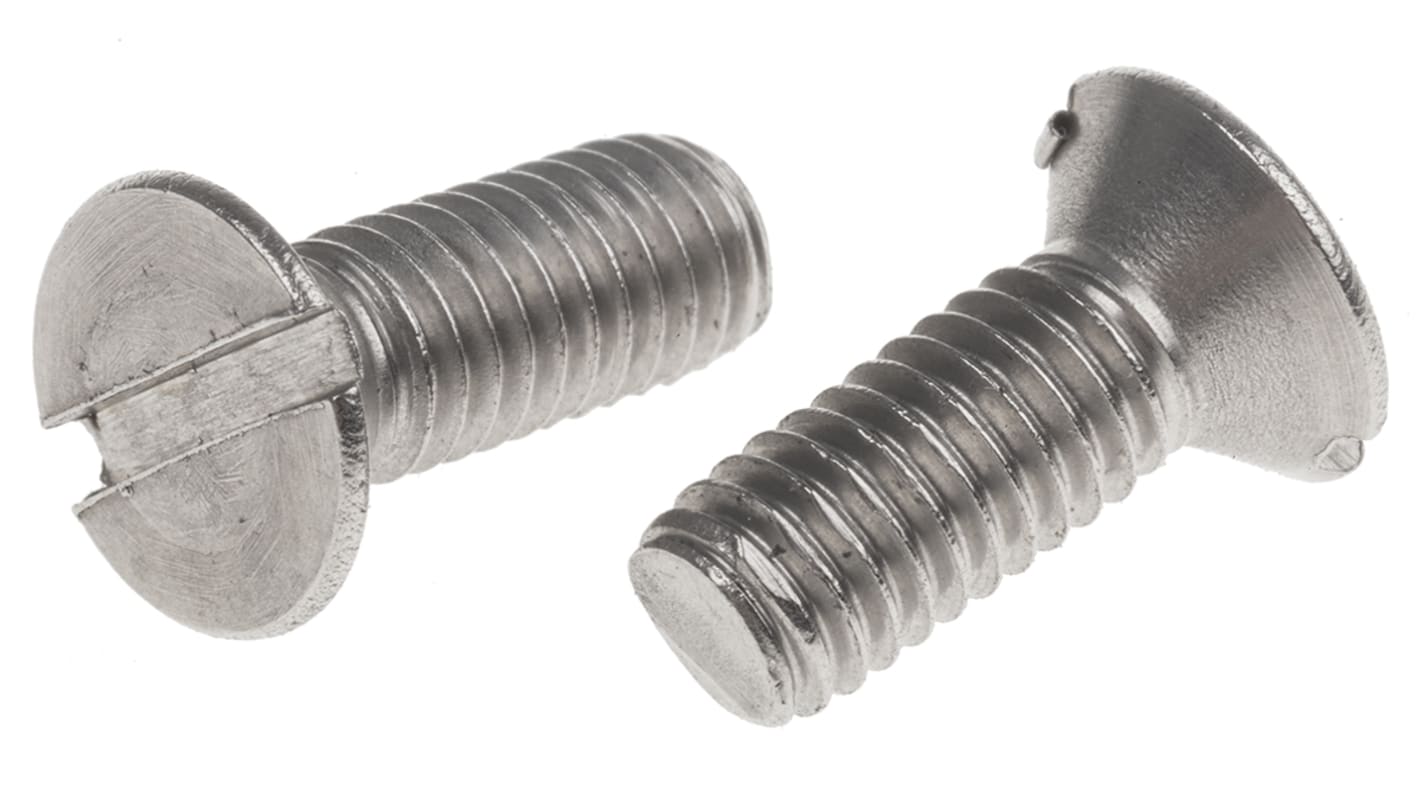 RS PRO Senkkopf Schlitz Schrauben A2, M6 x 16mm Edelstahl