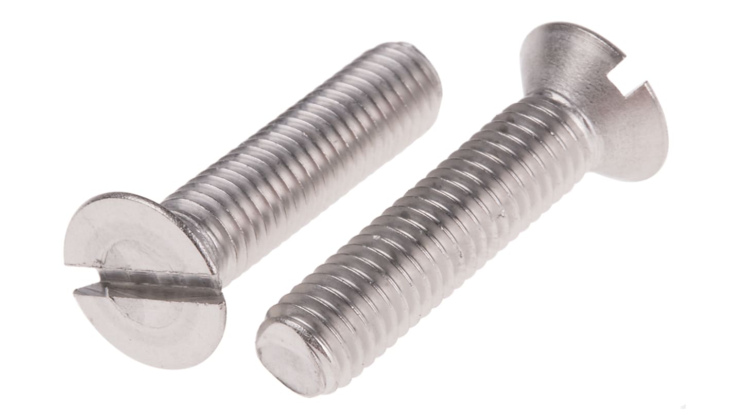 RS PRO Slot Countersunk A2 304 Stainless Steel Machine Screws DIN 963, M8x35mm