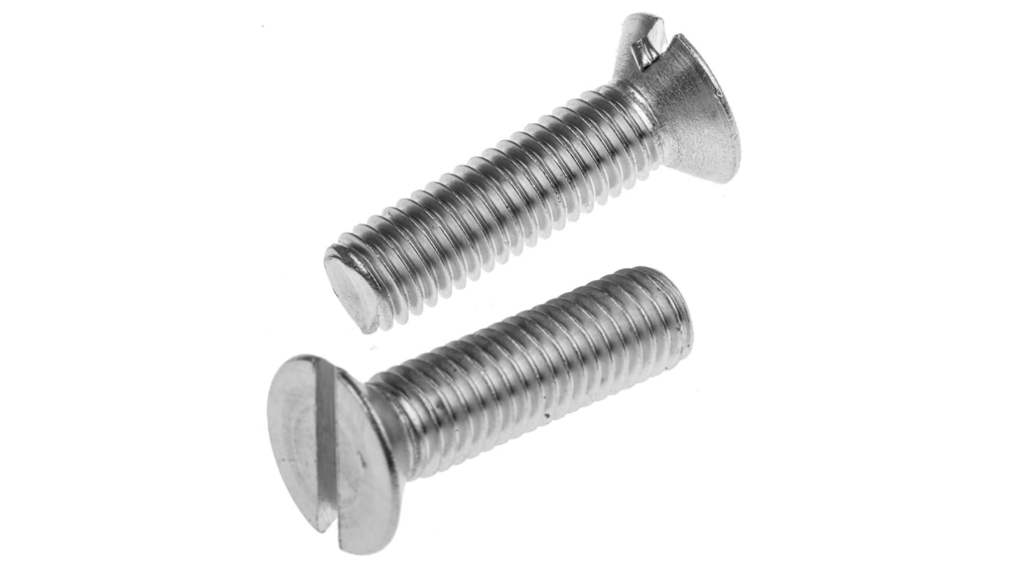 RS PRO Slot Countersunk A2 304 Stainless Steel Machine Screws DIN 963, M8x30mm