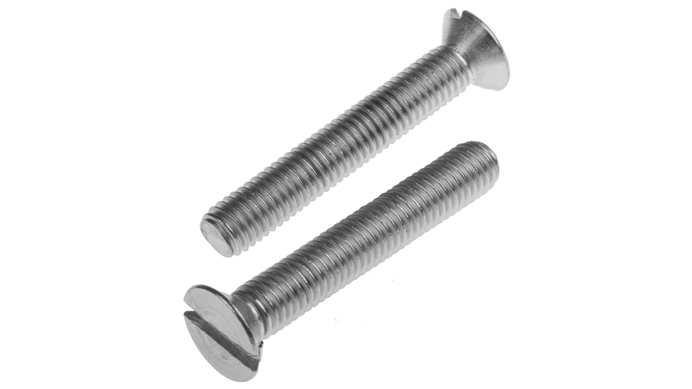 RS PRO Slot Countersunk A2 304 Stainless Steel Machine Screws DIN 963, M8x50mm