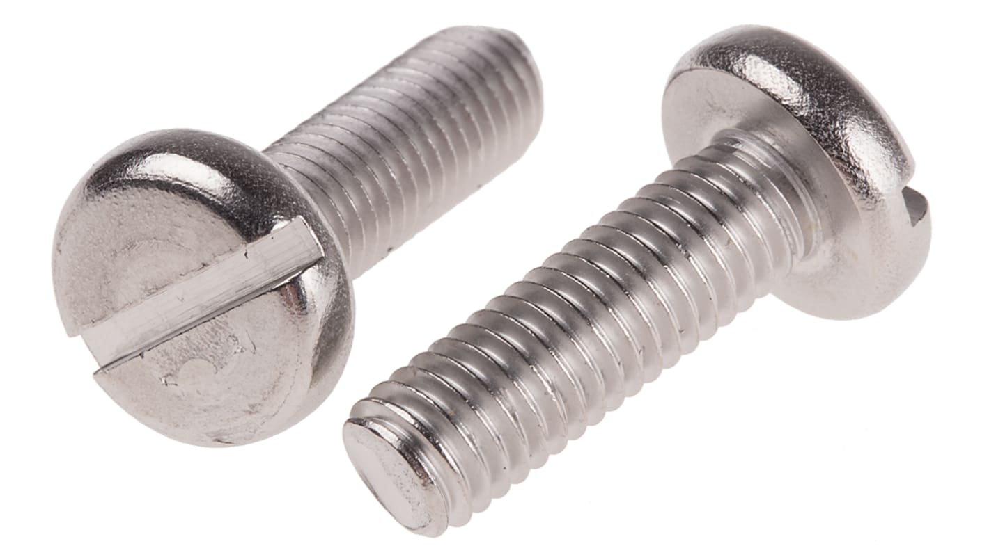 RS PRO Slot Pan A4 316 Stainless Steel Machine Screws DIN 85, M8x25mm