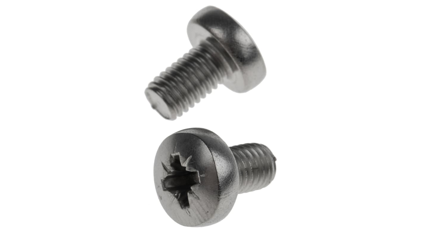 RS PRO Linsenkopf Pozi Schrauben A4, M5 x 8mm Edelstahl