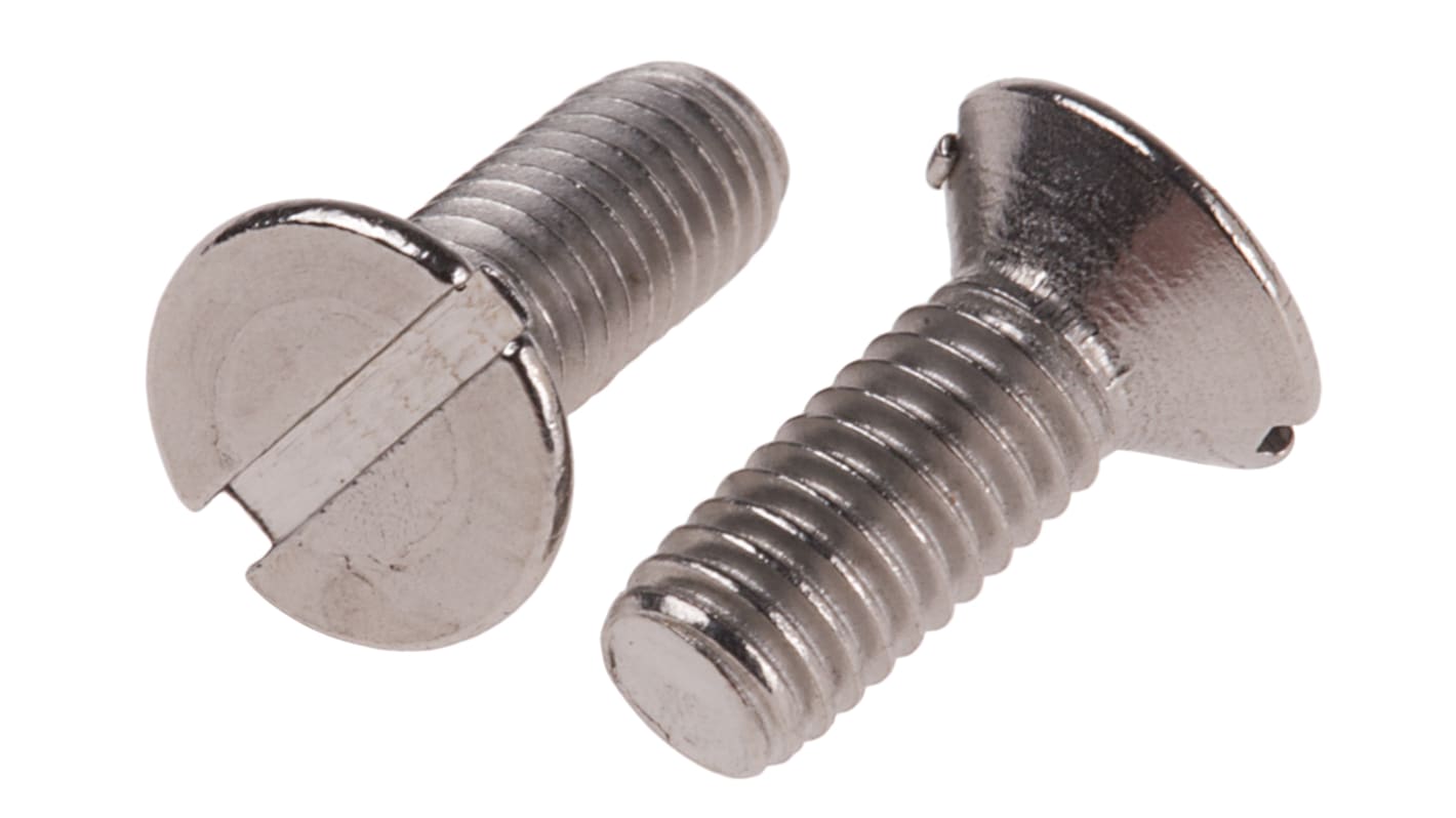 RS PRO Slot Countersunk A4 316 Stainless Steel Machine Screws DIN 963, M3x8mm