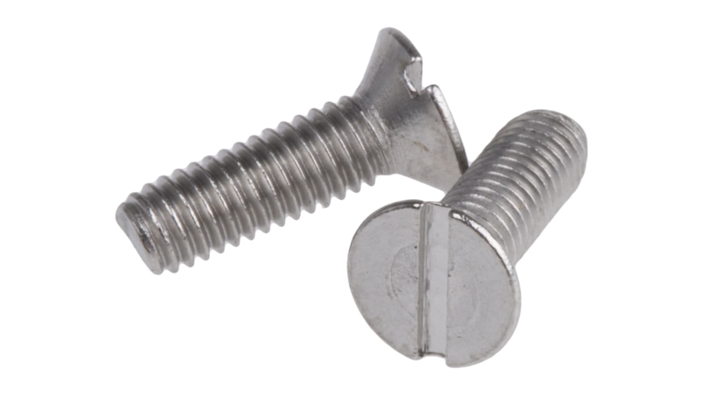 RS PRO Slot Countersunk A4 316 Stainless Steel Machine Screws DIN 963, M3x10mm
