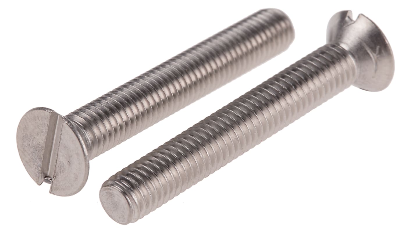 RS PRO Slot Countersunk A4 316 Stainless Steel Machine Screws DIN 963, M5x35mm