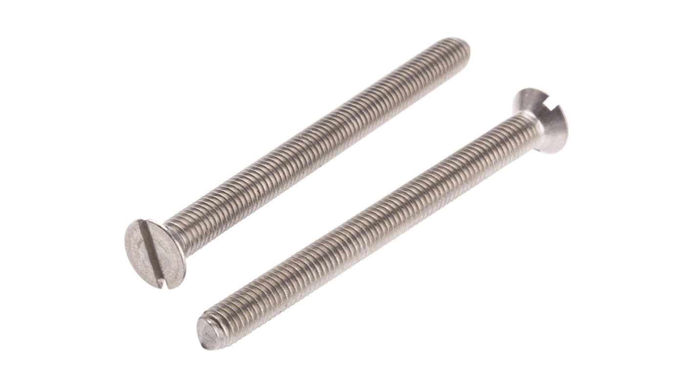 RS PRO Slot Countersunk A4 316 Stainless Steel Machine Screw DIN 963, M5x60mm