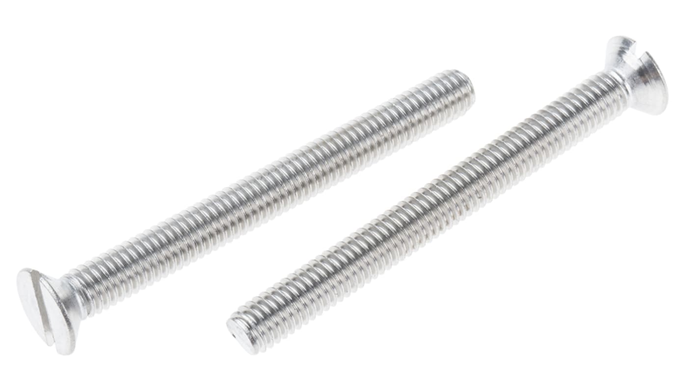 RS PRO Slot Countersunk A4 316 Stainless Steel Machine Screw DIN 963, M6x60mm