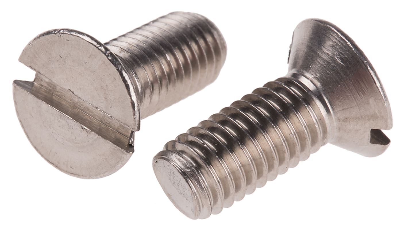 RS PRO Slot Countersunk A4 316 Stainless Steel Machine Screws DIN 963, M8x20mm