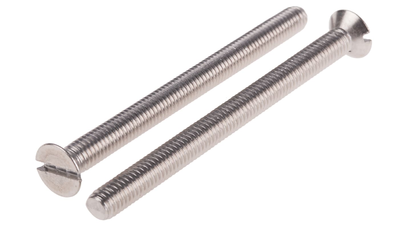 RS PRO Slot Countersunk A4 316 Stainless Steel Machine Screw DIN 963, M6x75mm