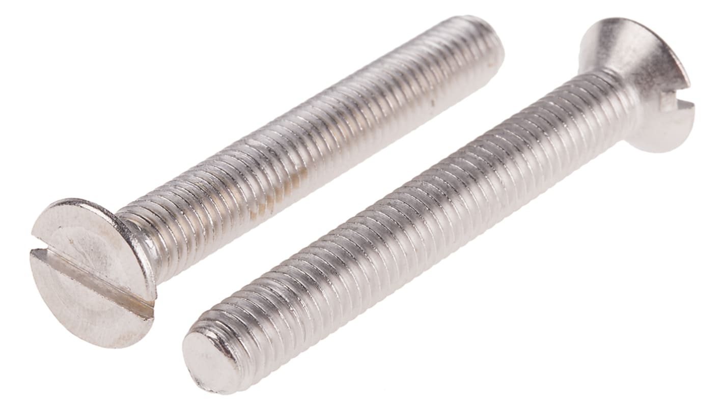 RS PRO Slot Countersunk A4 316 Stainless Steel Machine Screws DIN 963, M8x60mm