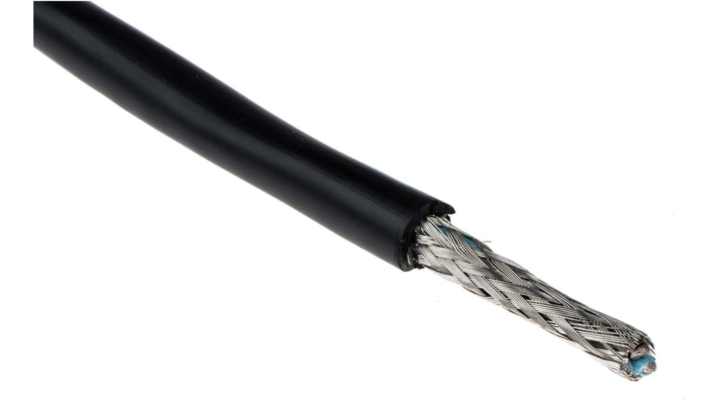 TE Connectivity 2 Core Power Cable, 0.75 mm², 50m, Black Low Smoke Zero Halogen (LSZH) Sheath, 600 V