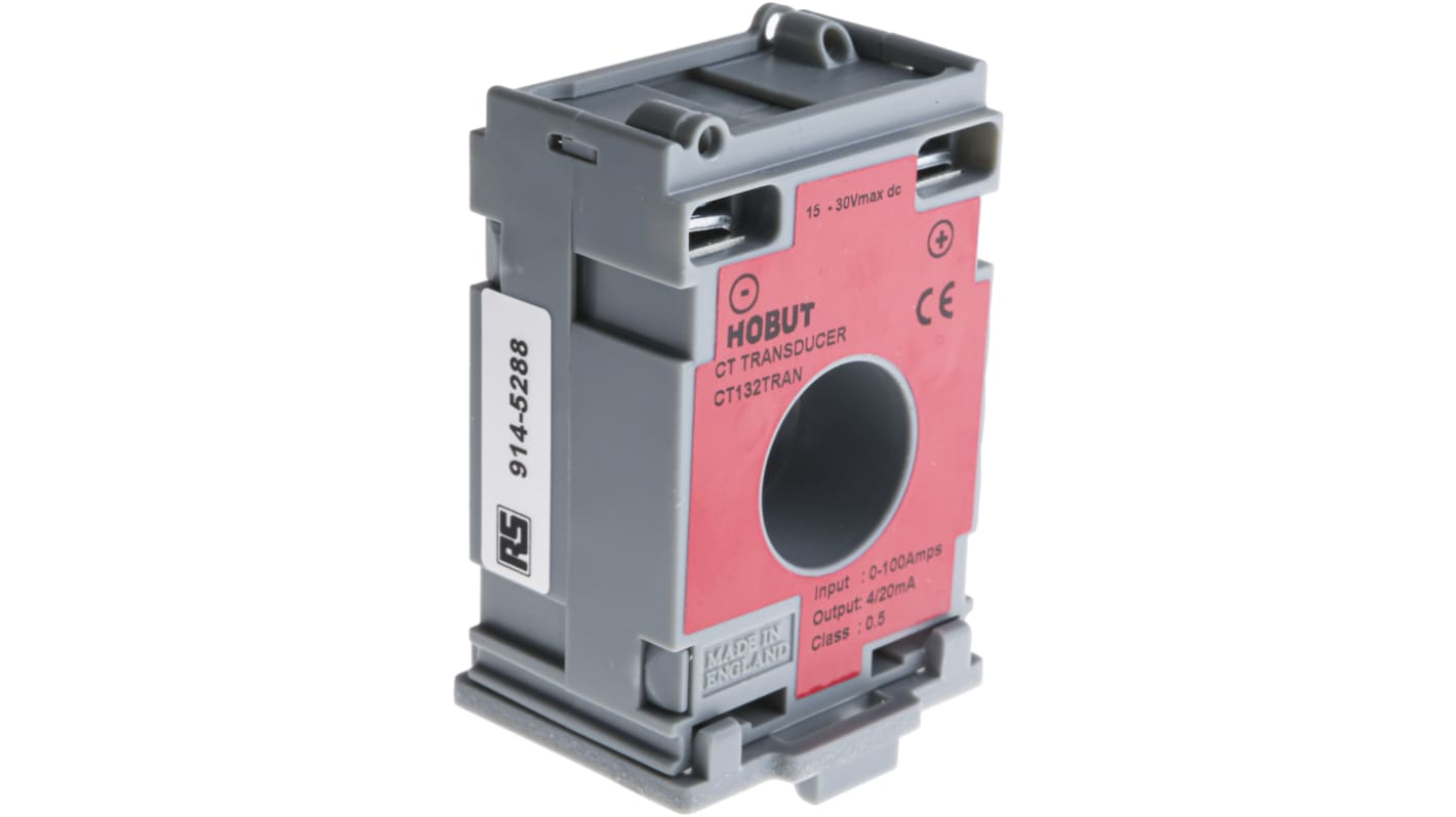 HOBUT CT132TRAN Series Current Transformer, 100A Input, 100:1, 4 → 20 mA Output, 21mm Bore, 15 → 30 V