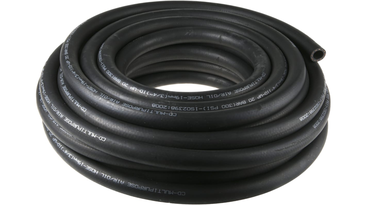 RS PRO NBR, Hose Pipe, 19mm ID, 29mm OD, Black, 25m