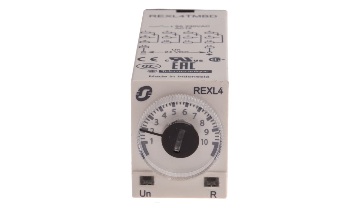 Schneider Electric Harmony Time Series Plug In Timer Relay, 24V dc, 4-Contact, 0.1 s → 100h