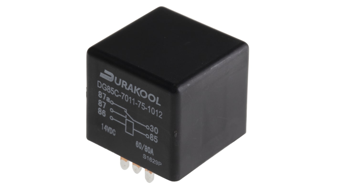 Durakool PCB Mount Power Relay, 12V dc Coil, 80A Switching Current, SPDT