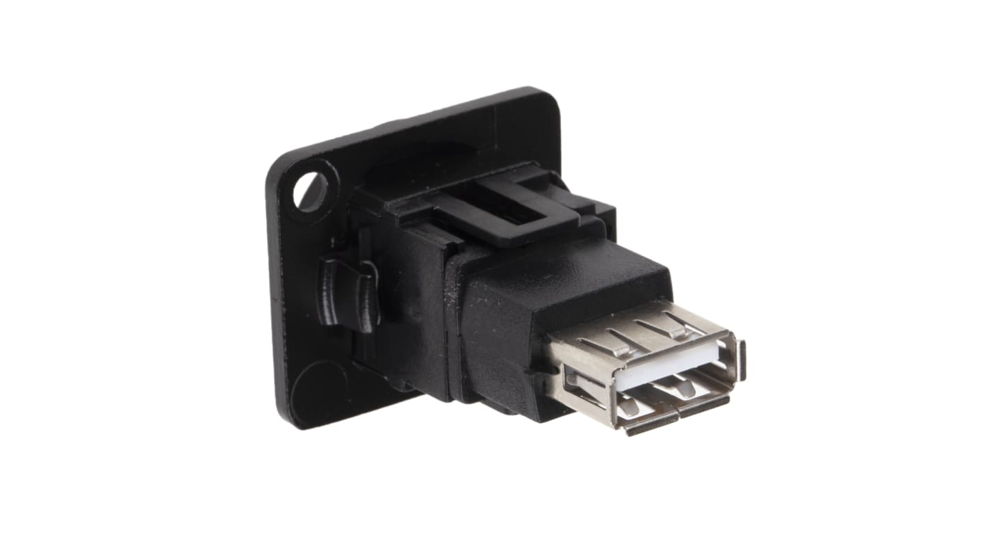 Conector USB RS PRO, Hembra, , 1 puerto puertos, Recto, Montaje en Panel, Versión 2.0