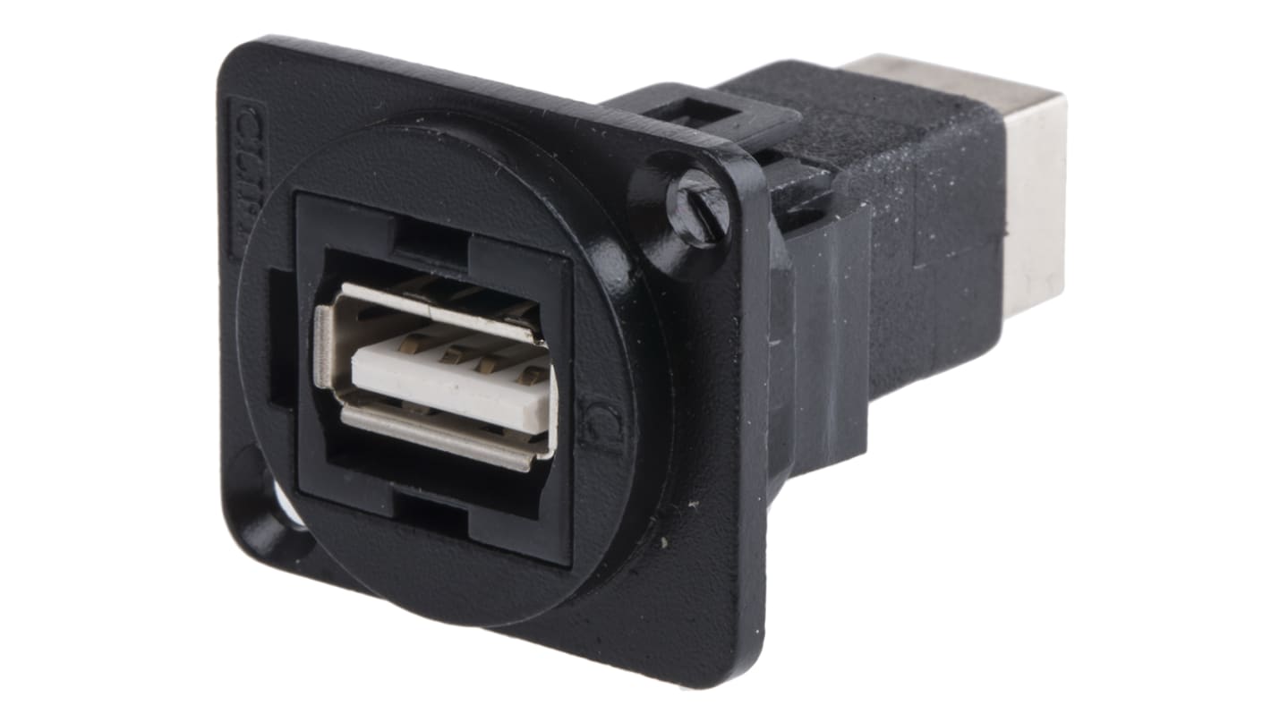 Conector USB RS PRO, Hembra, , 1 puerto puertos, Recto, Montaje en Panel, Versión 2.0