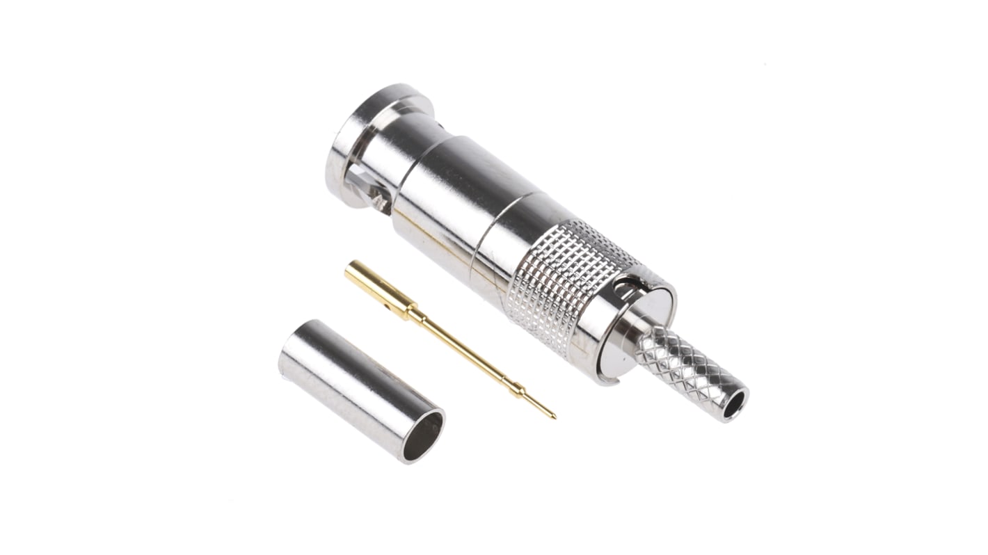 67005B66AB COAX Connectors, Plug Cable Mount Micro BNC Connector, 75Ω, Crimp Termination