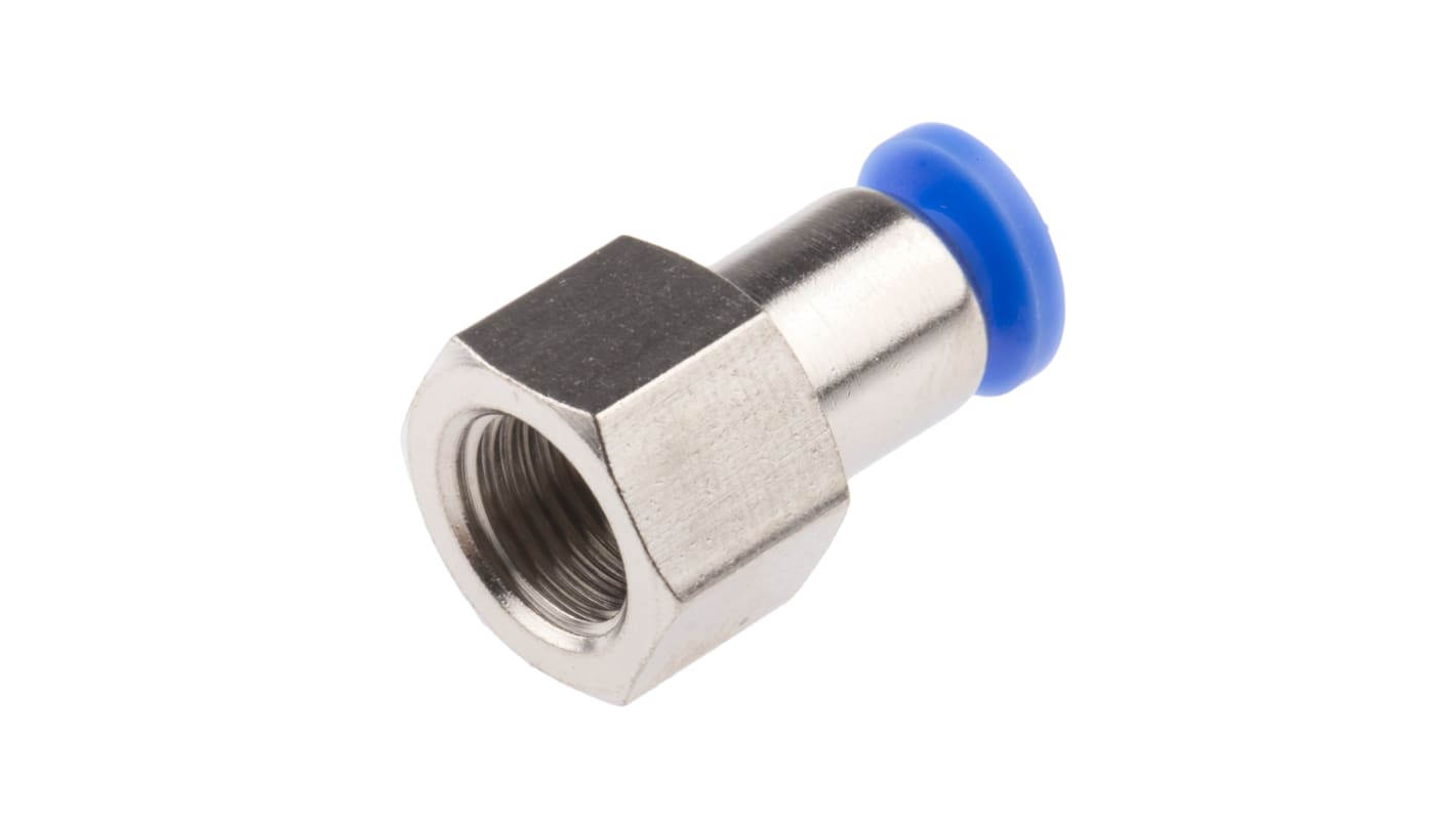 RS PRO Straight Threaded Adaptor, R 1/8 Female to Push In 4 mm, Threaded-to-Tube Connection Style