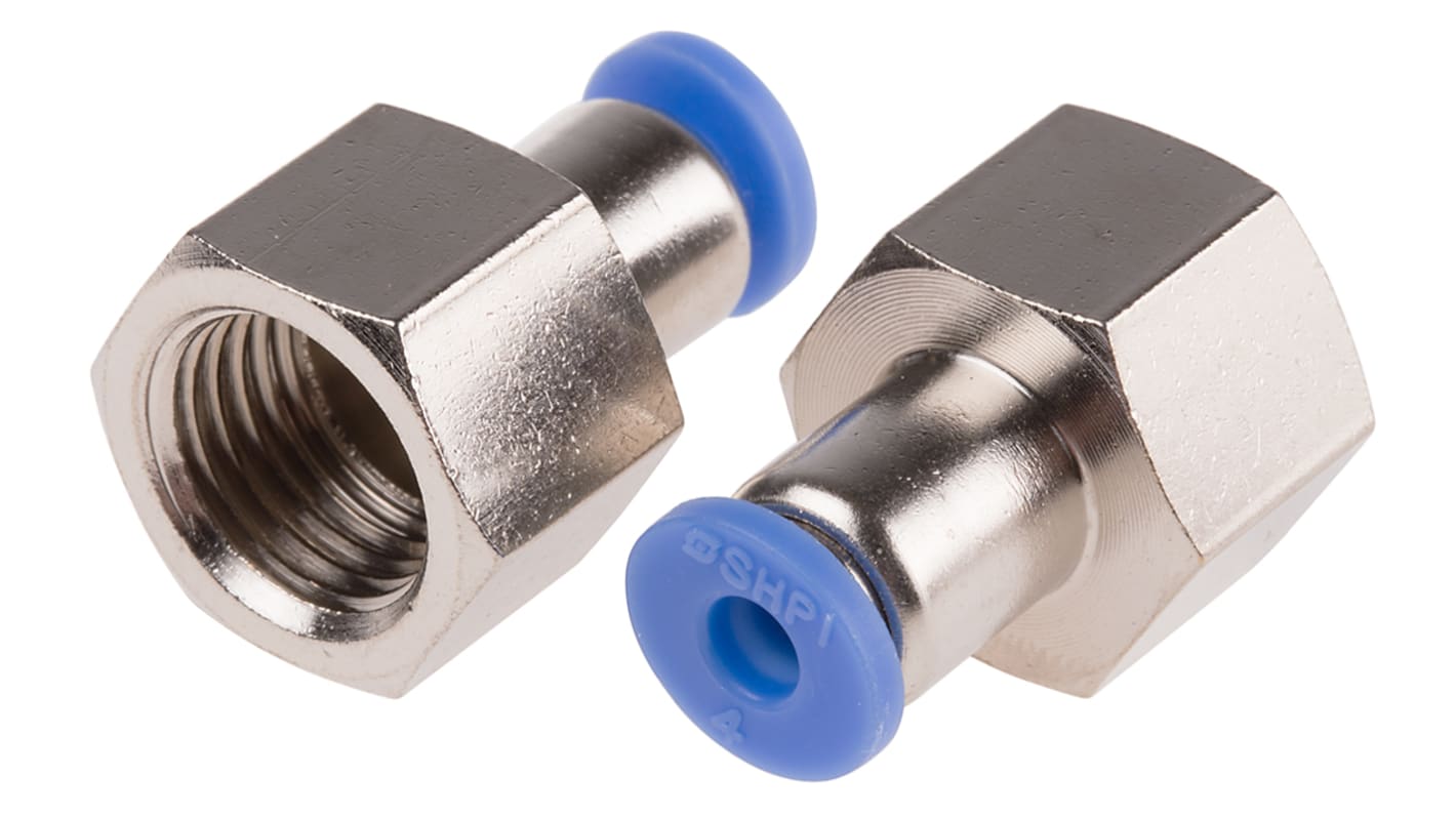 RS PRO Straight Threaded Adaptor, R 1/4 Female to Push In 4 mm, Threaded-to-Tube Connection Style
