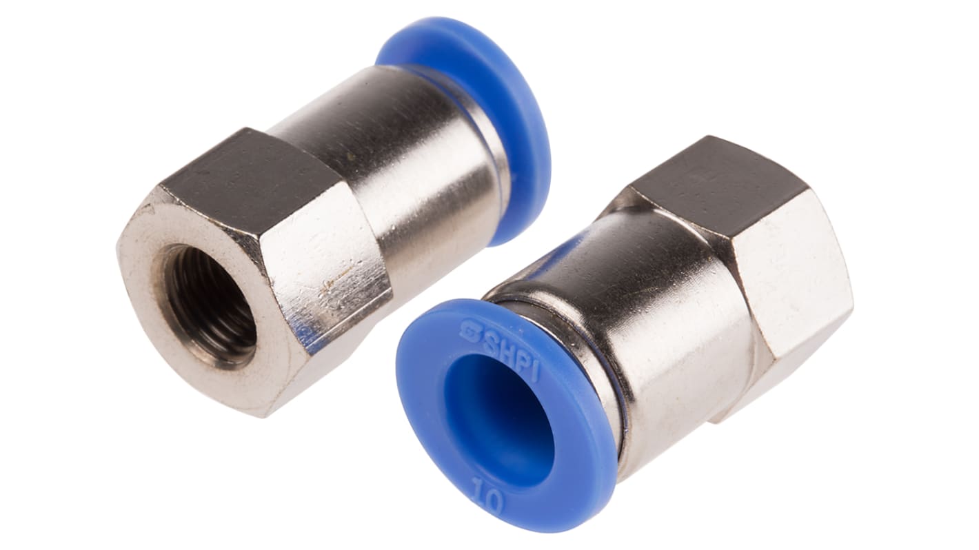 Adaptateur droit fileté RS PRO vers Enfichable 10 mm R 1/8 femelle