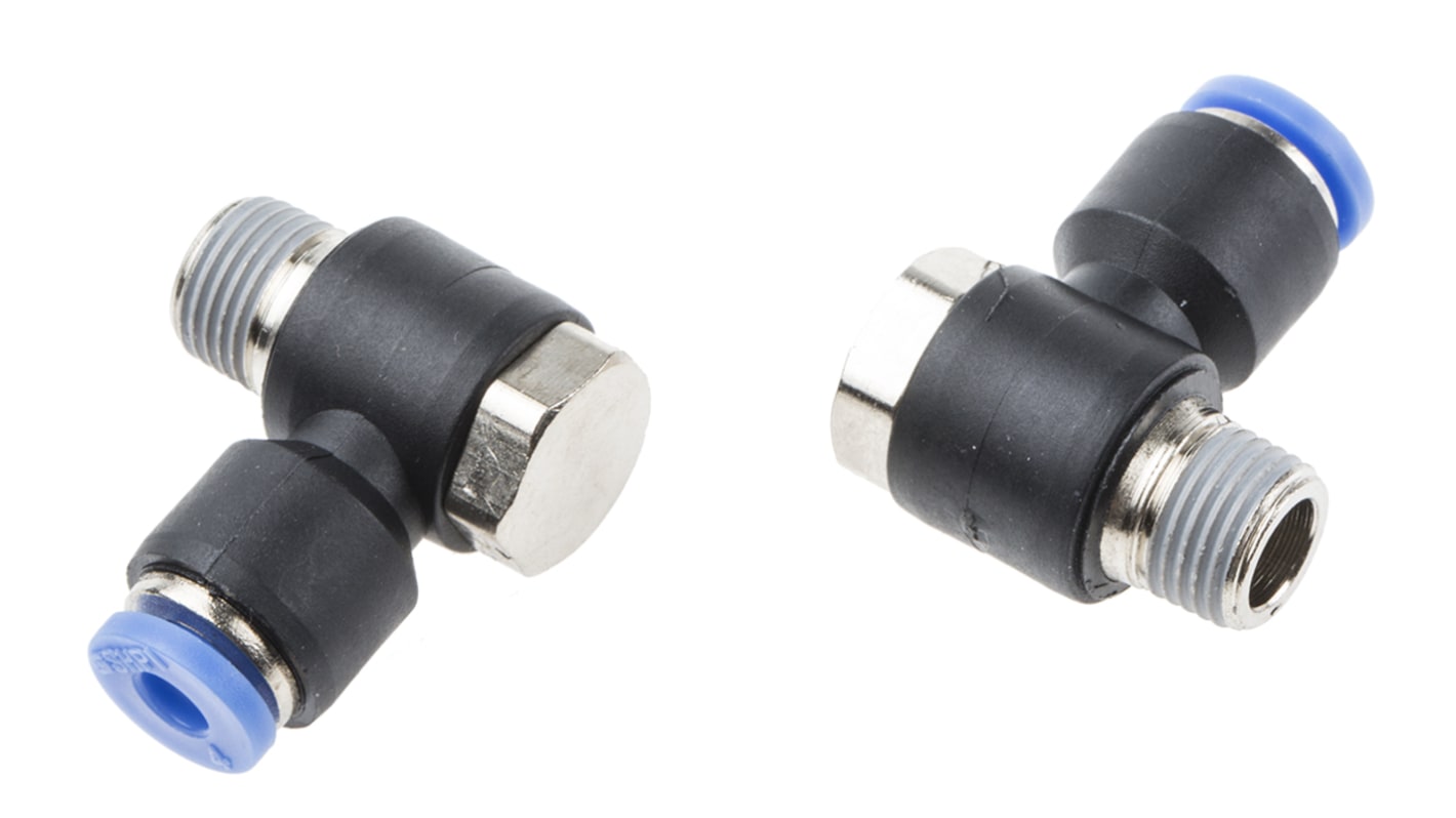 RS PRO Elbow Threaded Adaptor, R 1/8 Male to Push In 4 mm, Threaded-to-Tube Connection Style