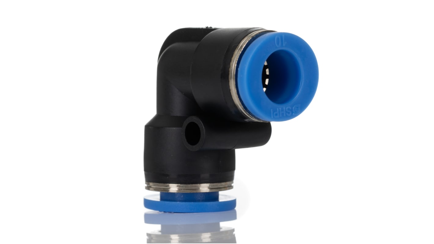 RS PRO Elbow Tube-toTube Adaptor, Push In 10 mm to Push In 10 mm, Tube-to-Tube Connection Style