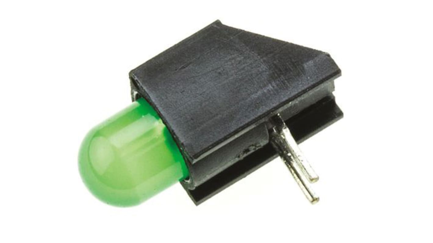 Indicador LED para PCB a 90º Dialight Verde, λ 563 nm, 1 LED, 65 °, dim. 13.85 x 6.22 x 6.22mm, mont. pasante