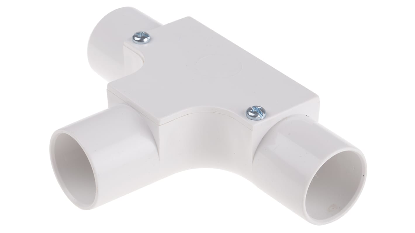 RS PRO PVC Kabelrohr Befestigung Inspektions-T-Stück (Dia) 25mm Weiß | RS